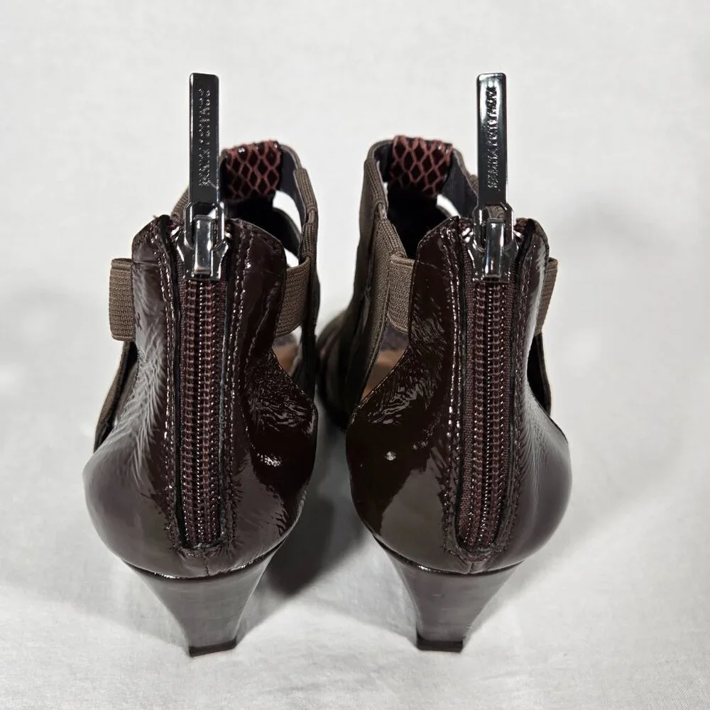 DONALD J PLINER Pira BROWN Watersnake & Stretchy Strappy Ankle Wedge Sandals 8M. - Picture 5 of 17